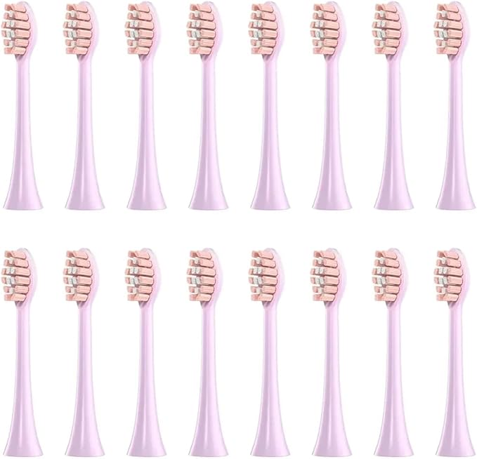 Compatible for FLYCO FT7105/FT7106/FT7108/FT7205/TH01 Electric Toothbrush Replacement Heads Soft Bristle Nozzles4-16pcs(16 Pink)