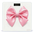 Pink Bow Scale for Body Weight Highly Accurate Digital Bathroom Electronic Weighing Machine for People LCD Display Large Size Tempered Glass for Safe Home Use