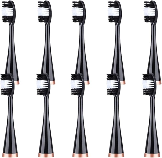 10pcs Replacement Brush Heads Compatible for Sonic Electric Teeth Whitening Device Teeth Cleaner Remove(Black)