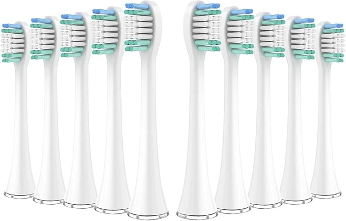 Replacement Toothbrush HeadsCompatible for Aquasonic Black Pro Series Duo Electric Refill Bristles(10pcs White)