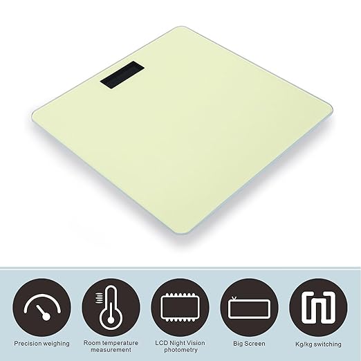Men's Smart Scale for Body Weight Digital Bathroom Weighing Scale Automatic Switch Energy Saving Scale Light Yellow