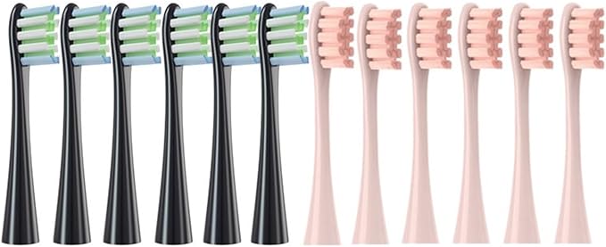 Replacement Brush HeadsCompatibility for Oclean X/X PRO/ Z1/ F1/ One/Air 2 /SE Electric Toothbrush 12PCS(6Black6Pink)