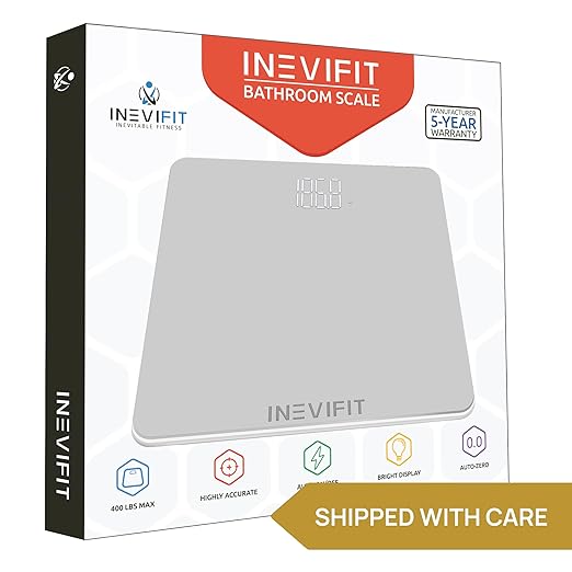 INEVIFIT Bathroom Scale Highly Accurate Digital Bathroom Body Scale Precisely Measures Weight up to 400 lbs