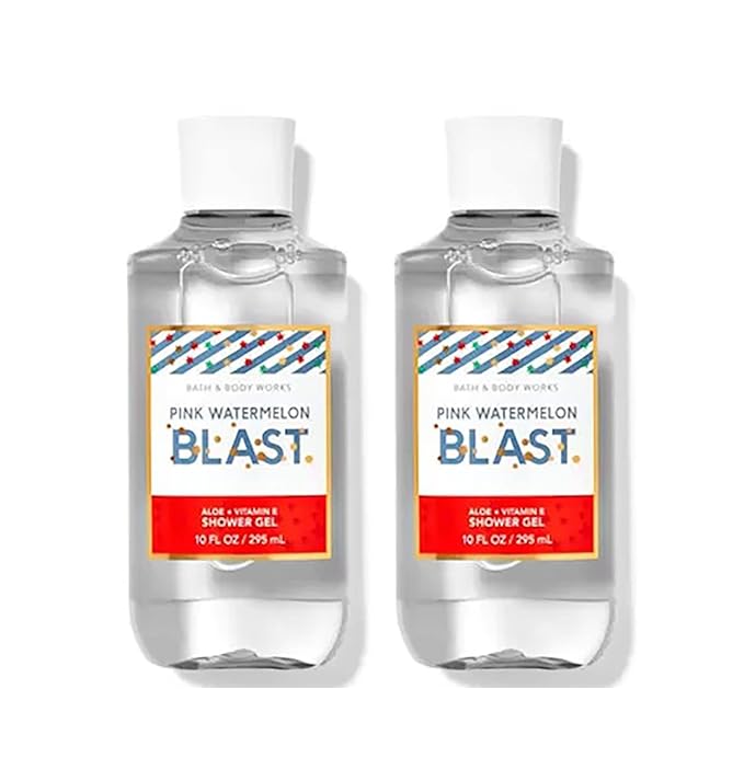 Bath &amp Body Works Pink Watermelon Blast Shower Gel Gift Sets 10 Oz 2 Pack (Pink Watermelon Blast) 1.25 pounds