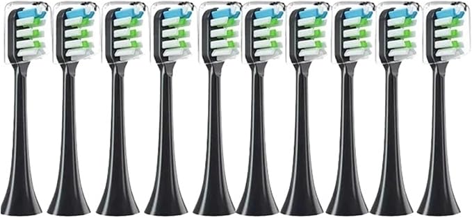 Replacement Brush Heads Compatible for X3 X5 V1 X3U 5-10pcs Bristle Electric Toothbrush Sealed Packed(10 Balck)