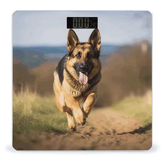 Running German Shepherd Dog Scale for Body Weight Highly Accurate Digital Bathroom Body Scale Digital Bathroom Scales for People Anti-Slip Large LCD Display Smart Scales