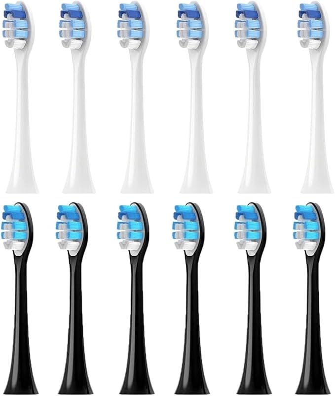 4-16pcs Replacement Toothbrush Heads Compatible for XH3/XH6/XH9/R(6White 6Black)