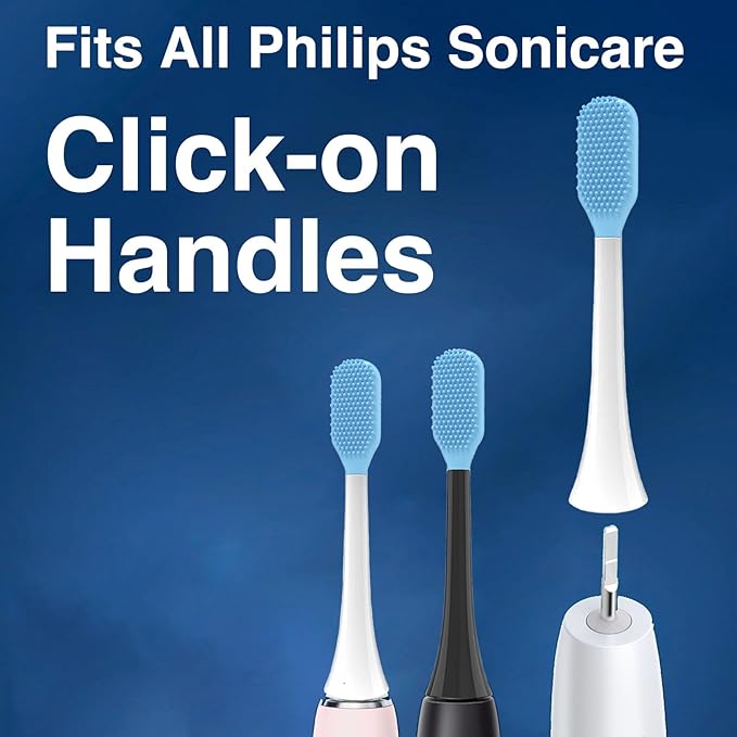Tongue Scraper Heads for Philips Sonicare Click-On Handles – Gentle &amp Effective Tongue Cleaner Fresh Breath 3 Pack Replacement Brush Heads (White Click-On Handles)