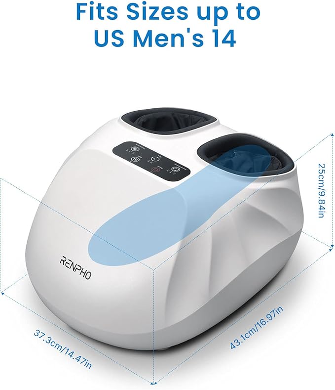 RENPHO Foot Massager Machine with Heat [2026 Upgraded] Shiatsu Foot Massager for Neuropathy Plantar Fasciitis Massager for Men Women Up to Size 14 FSA Eligible HSA Store Eligible Massager White