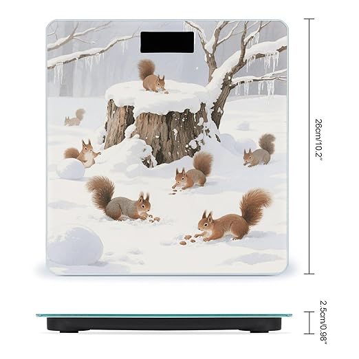 Squirrel Bathroom Scale for Body Weight Bathroom Digital Electronic Weighing Scale with Back Lit LED Display Sturdy Tempered Glass Weight Watchers Scales 400lb