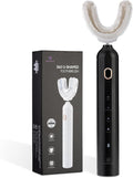Ultrasonic U-Shaped Toothbrush for Adults Electric Toothbrush for Teeth Whitening Automatic 360-degree with Waterproof IPX7 4 Modes for Cleaning(Black)