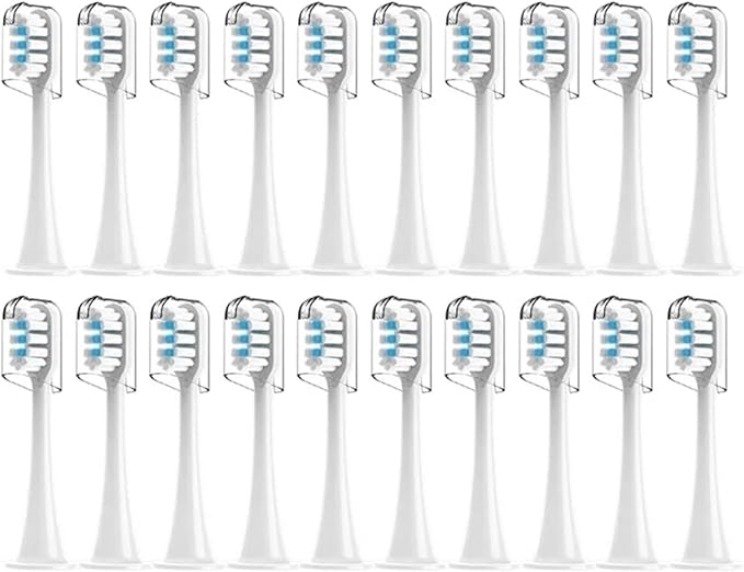 Compatibility for Xiaomi Mijia T300/T500/T700 Sonic Toothbrush Heads Replaceable Refill Nozzles 4 Colors with Anti-Dust Caps 10/20Pcs(20Wite)