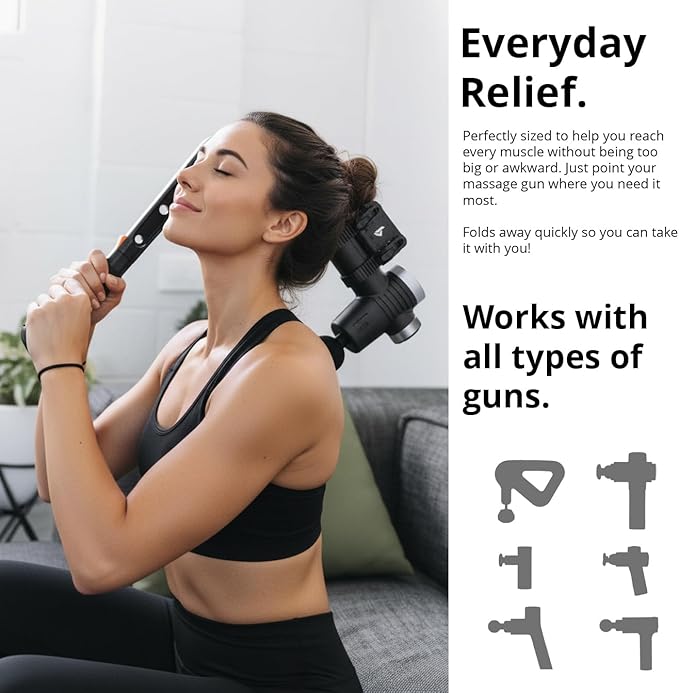 Brazyn (Talon Universal 2.0 Massage Gun Holder + Massage Cane. Extension Arm with Mount for Your Percussion Massager. Includes Hook Attachment for deep Tissue Back Massage. Works with Most Guns.