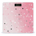 Pink White Stars Scale for Body Weight Anti-Slip Digital Bathroom Scale Sturdy Toughened Glass Weighing Scales High Precision Safe Rounded Corners Smart Scales