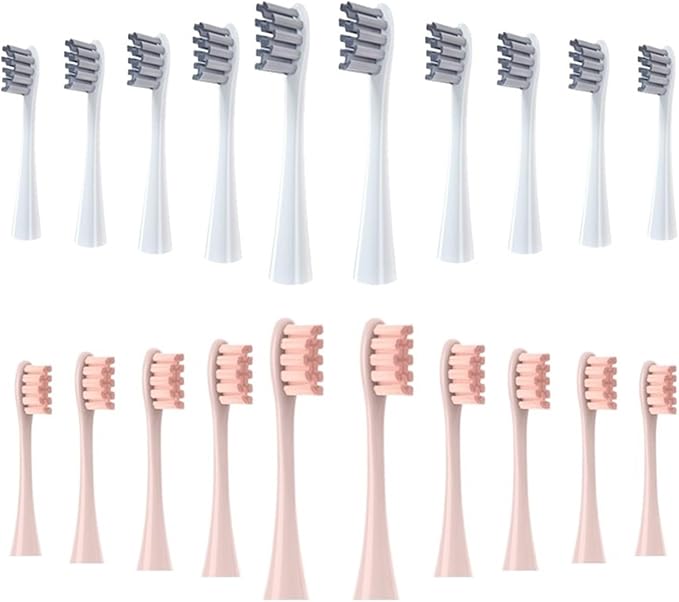 20pcs Brush Head ReplacementCompatible for Oclean X/X PRO/ Z1 Toothbrush Soft Bristle Brushes Replaceable(10 Grey 10 Pink)
