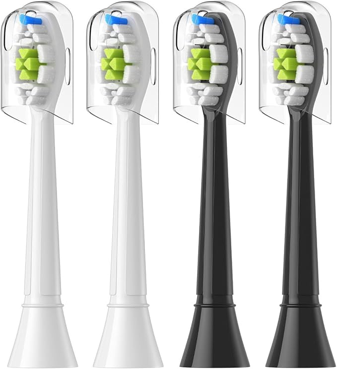 R4/8/12/16pcs Replacement Toothbrush Heads Compatible for with Philips Electric Brush Head 4100 6500 6100 7500 5300 1100(2White 2Black)