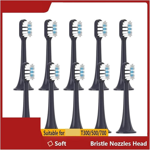 10pcs Replacement Brush Heads Compatible for T300/T500/T700 Electric Toothbrush Soft Bristle Nozzles with Caps Vacuum