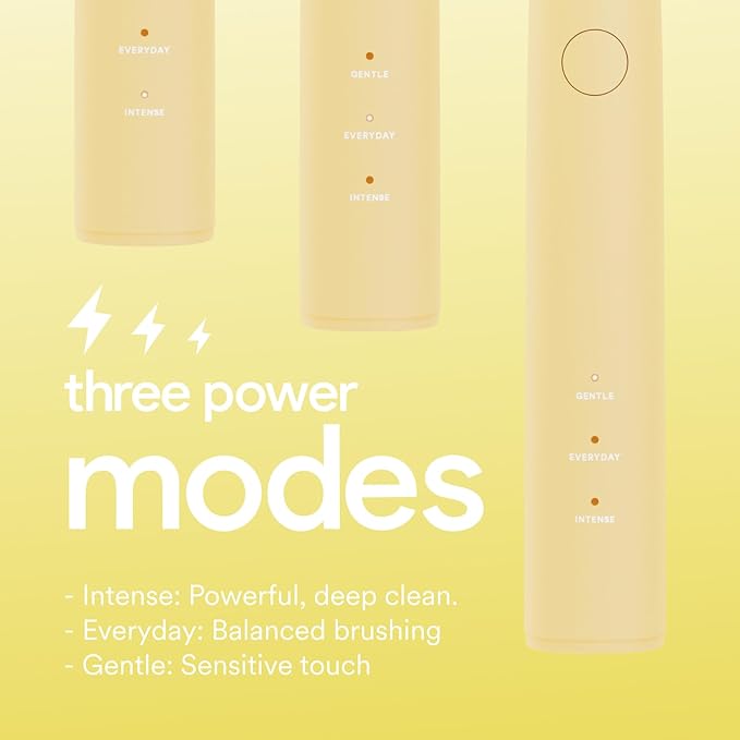 HISMILE Electric Toothbrush 3 Brushing Modes Smart Timer Rechargeable Electric Tooth Brush for Adults and Children Soft-Tapered Bristles Mode Memory (Yellow)