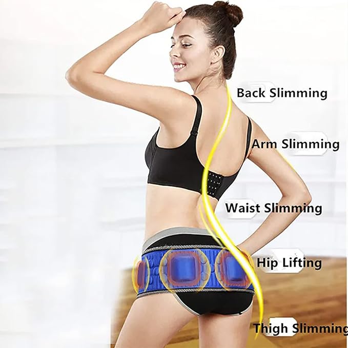 Automatic Abdominal Massager Body Vibrating Slimming Belt Belly Muscle Waist Trainer Massager with 2 Gear Speed Adjustable for Abdominal Back Neck and Legs Pain Relief