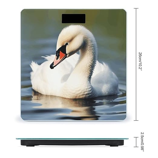 Cute Little Swan Bathroom Scale for Body Weight Bathroom Digital Electronic Weighing Scale with Back Lit LED Display Sturdy Tempered Glass Weight Watchers Scales 400lb