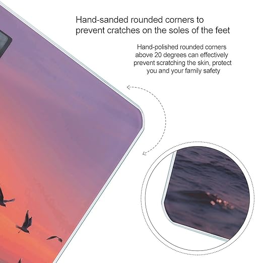 Sunset Seagulls Scale for Body Weight Sturdy Tempered Glass Weighing Scales with LCD Display Accurate Digital Bathroom Scale Convenient Body Fat Smart Scales Easy Read