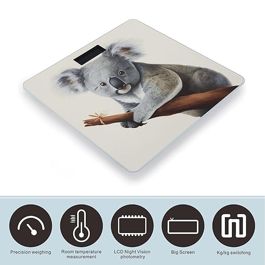Koala and Butterfly Bathroom Scale for Body Weight 400 Lb Weight Scale with High Precision Sensors Tempered Glass Highly Accurate Digital Weighing Machine for People