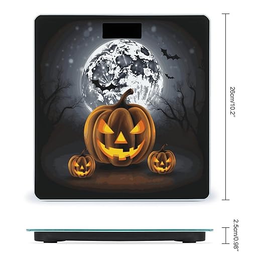 Halloween Moon Bat Pumpkin Weight Scale Digital Electronic Scales Bathroom Scale Larg LCD Backlight Display High Precisio MeasurementsTempered Glass