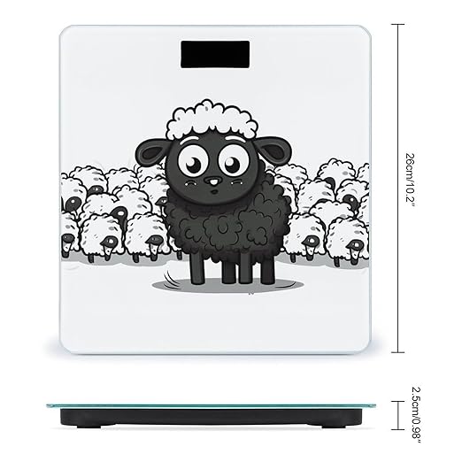 Digital Bathroom Scale for Body Weight Scale with Bright LCD Display High Accuracy Step-On Technology Auto On/Off Cartoon Black White Sheep Digital Scales 400 Lbs /180kg