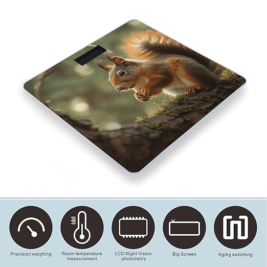 Wildlife Forest Squirrel Smart Scale for Body Weight Accurate Bathroom Scale with LED Display Digital Weight Scales Weighing Machine High Precision Scales for Bath Home