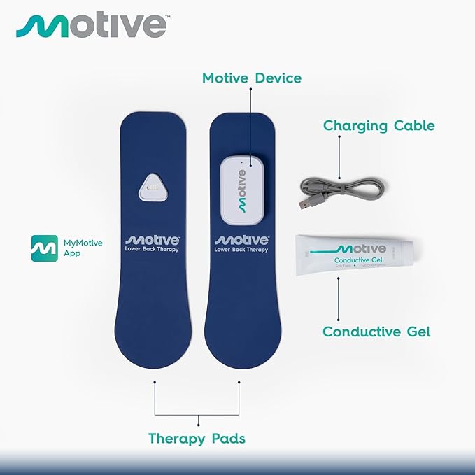 Motive Lower Back Therapy Pads 4‑Pack Refill Replacement NMES Electrodes with Conductive Gel for Lower Back Support for Use with Your Motive Device