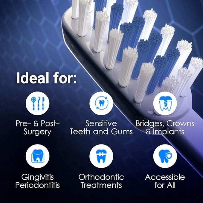 Emmi-dent Platinum 4-Pin Kids Bristle-Head Attachments - Electric Toothbrush Replacement Heads. Cleans with Ultrasound Waves. (Kids/Young Adult 4 Pack)