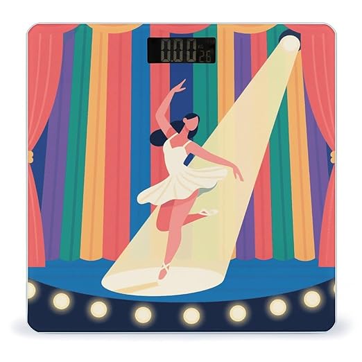 Dancer on Stage Weight Scale Cute Bathroom Scale for Body Highly Accurate Digital Weighing Machine for People Compact LCD Display Scales with Sturdy Toughened Glass Scales