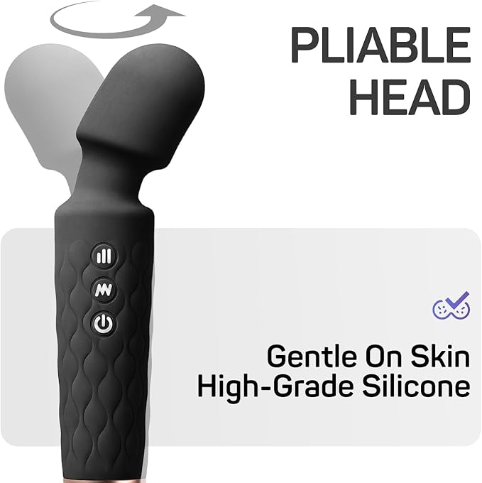 Rechargeable Personal Massager 8-Speed &amp 20-Mode Cordless Handheld Percussion Massager for Neck Back Shoulder Relaxation Quiet Handheld Body Massager with Ergonomic Design(Black)