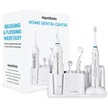 AquaSonic Home Dental Center Rechargeable Power Toothbrush &amp Smart Water Flosser - Complete Family Oral Care System - 10 Attachments and Tips Included - Various Modes &amp Timers (White)