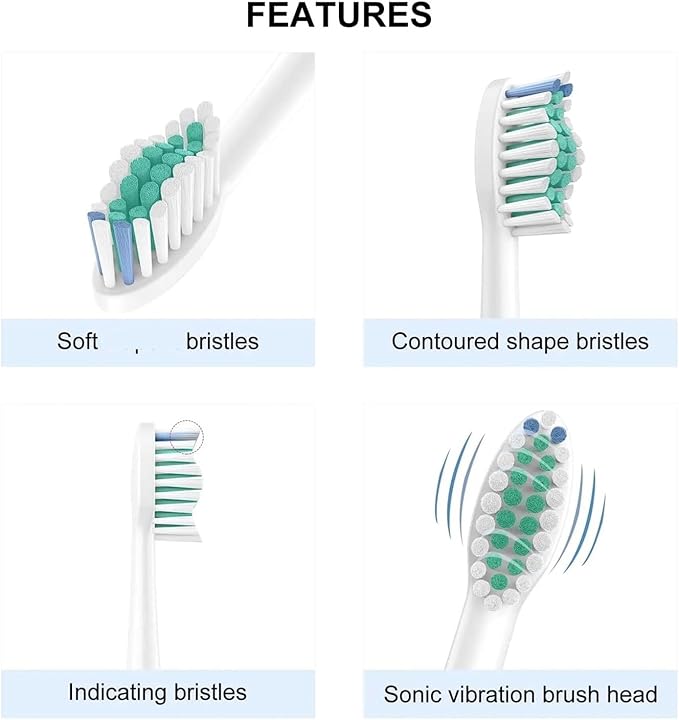 Replacement Toothbrush Heads Compatible for Phili Sonic Care Electric Handles(12pcs White)
