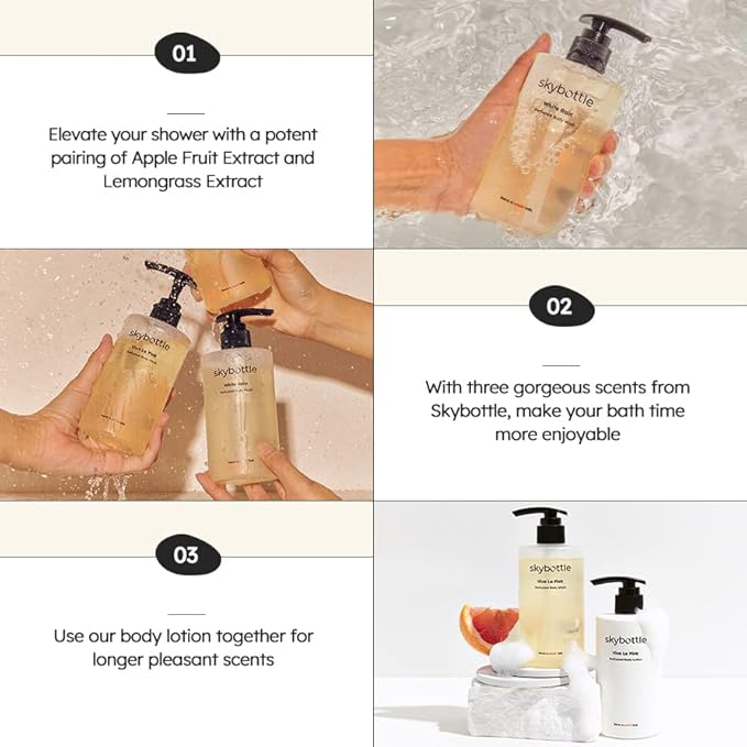 skybottle Daily body care routine combo Refreshing body wash shower gel Moisturizing body lotion for dry skin Perfumed with Fig Fruit Woody Scent for Women &amp Men 10.1Fl.Oz