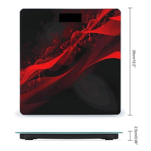 Black and Red Background Scale for Body Weight High Precision Digital Weight Scales with LCD Display Anti-Slip Sturdy Slim Tempered Glass Bathroom Scale for Home Use