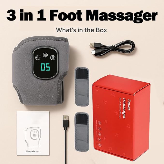 2026 New Upgranded Foot Revive Massager for Neuropathy Portable Triple Method Heated Ankle Wrap with Extension Strap 3 Vibration Modes 5 Heat Levels for Foot Relaxation (2 pcs)