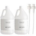 Hotel Body Wash in Gallon Size 1 Gallon Each Total 2 Gallon Jugs with Extra Pump Dispenser to Refill Wall-mounted and Stand Dispenser Aloe vera Green Tea Extract Infused Hotel Toiletries