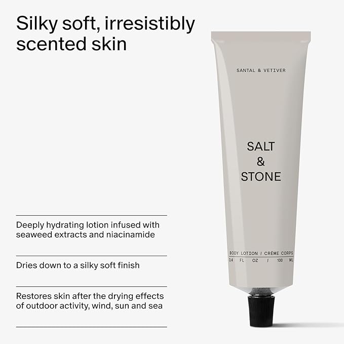 Salt &amp Stone Hydrating Gel Body Wash + Body Lotion | Santal &amp Vetiver