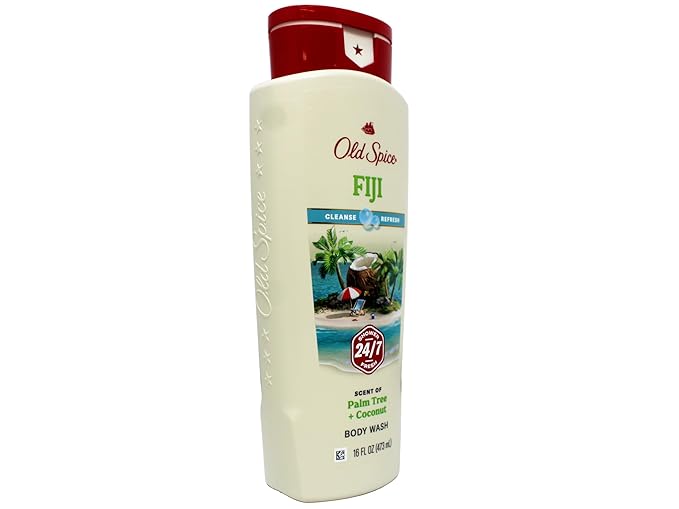 Old Spice Body Wash - Fiji - With Palm Tree - Net Wt. 16 FL OZ (473 mL) Per Bottle - Pack of 4 Bottles