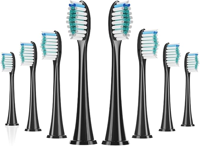 8/12/16PCS Replacement Toothbrush Brush HeadsCompatible for Phili Electric Handles(8pcs Black)