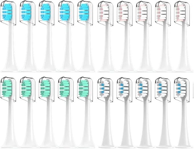 Compatible for Xiaomi Mijia T300/T500/T700 Sonic Electric Toothbrush Heads Replaceable Refill Nozzles 4 Colors(10White10Blue)