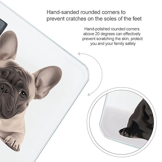 French Bulldog Scale for Body Weight Highly Accurate Digital Bathroom Body Scale Digital Bathroom Scales for People Anti-Slip Large LCD Display Smart Scales