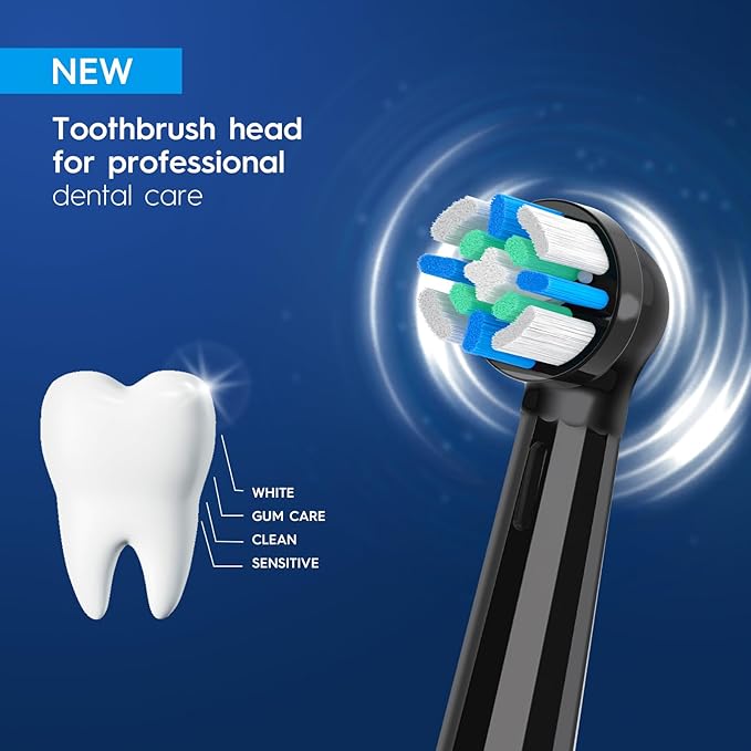 8 Pack Smart Cleaning Replacement Heads Compatible with Oral B iO 2 3 4 5 6 7 8 9 10 Series Electric Toothbrush Brush Heads Compatible with Oral B iO Electric Handles (Black/White)