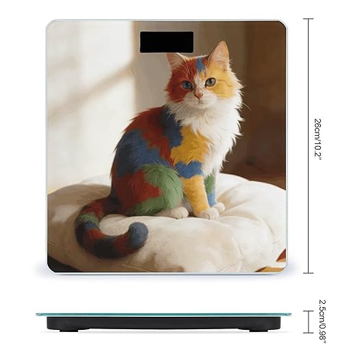 Colorful Cat Weight ScaleClear LED Display Bathroom Digital Weighing ScaleTempered Glass Digital Bathroom Scale for Body Weight Capacity Up to 400 Lbs