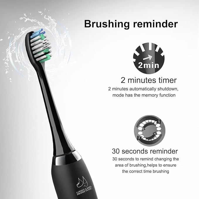 Sonic Electric Toothbrush for Adults Rechargeable Toothbrush with 4 Replacement Brush Heads &amp 5 Modes  Travel Case Ultra Sonic Toothbrush for 99% removing plaque 2-Min Smart Timer