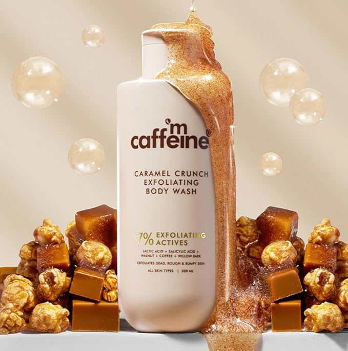 Mcafeine Exfoliating Caramel Crunch Body Wash Refreshing Shower Gel with Natural Scrub 300 ml