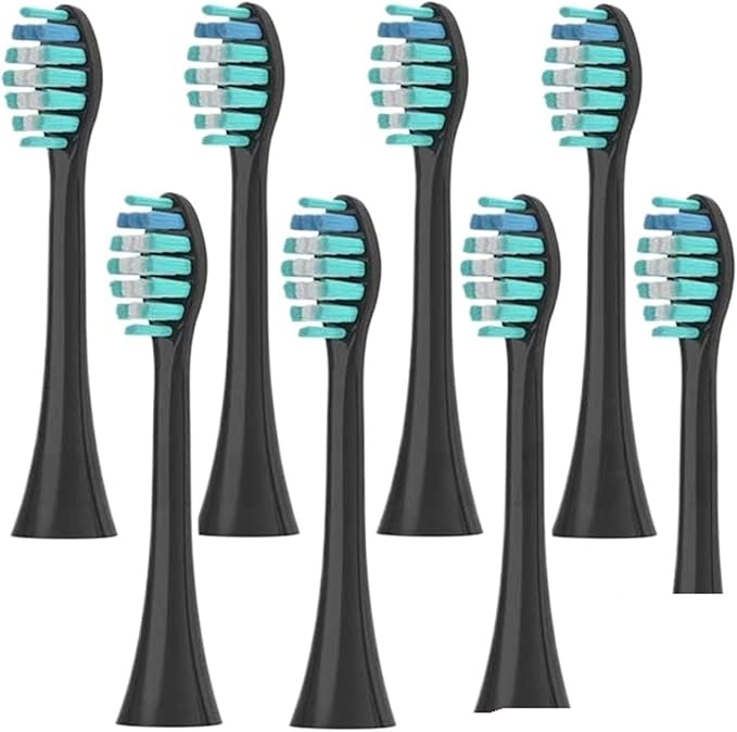 Compatible for Sonicool Electric Toothbrush Head 051B Cleaning Replacement Bristle Brush Heads Nozzles(8PCS Black)