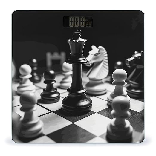 Digital Bathroom Scale for Body Weight Scale with Bright LCD Display High Accuracy Step-On Technology Auto On/Off Black and White Chess Digital Scales 400 Lbs /180kg